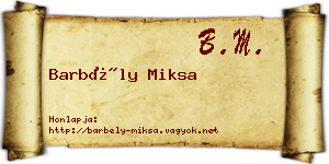 Barbély Miksa névjegykártya